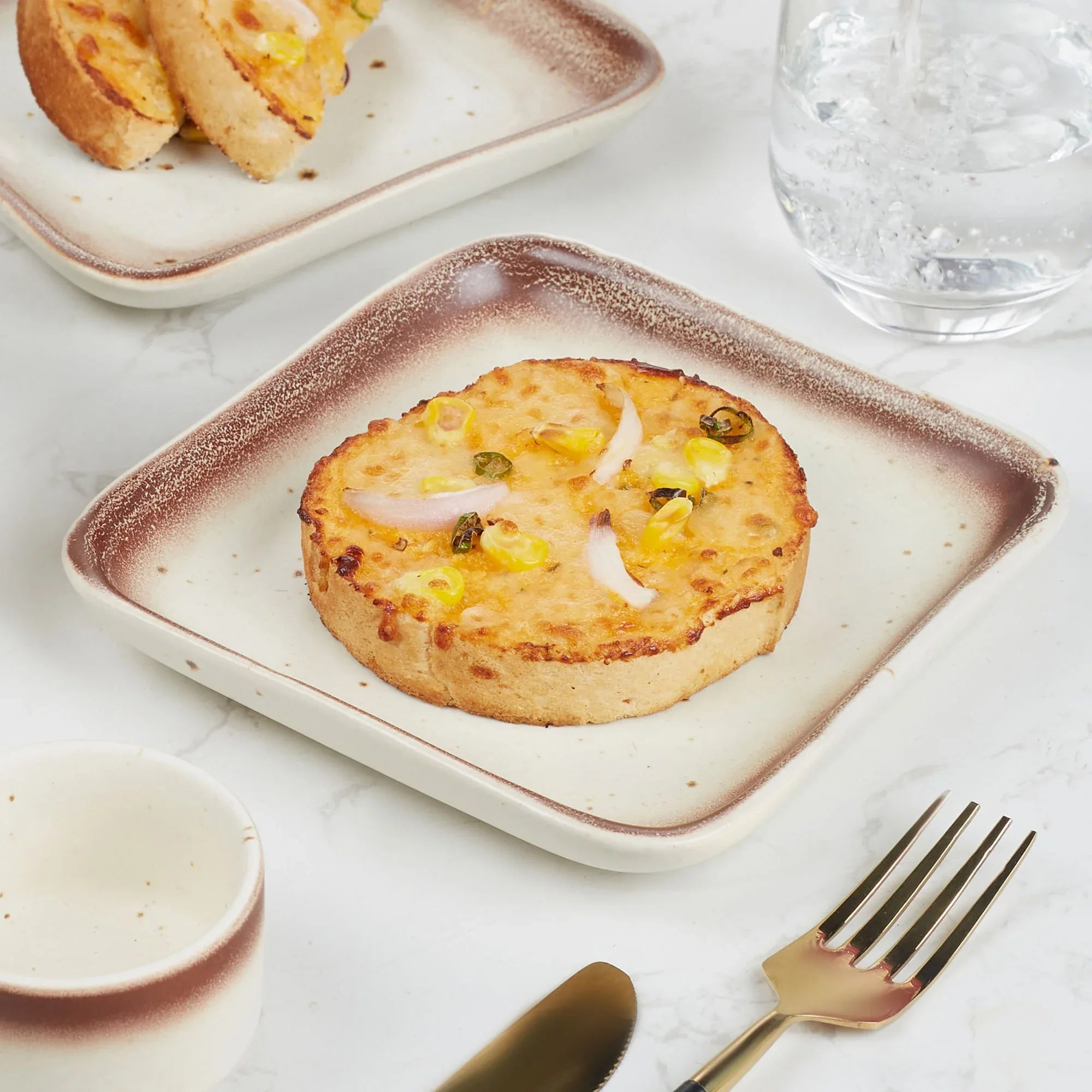 Beautiful Kitchen Studio Pottery Stoneware Square Platter Set of 4 in Beige Colour - HomeTown