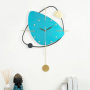 Rhythm Metal Triangular Pendulum Wall Clock in Seagreen Colour - HomeTown