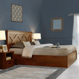 Antwerp Queen Bed with Hydraulic Storage in Sheesham Colour