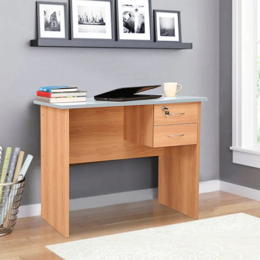 Simply Study Table in Honey + White Colour - HomeTown