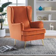 Charm Velvet Arm Chair in Rust Colour - HomeTown