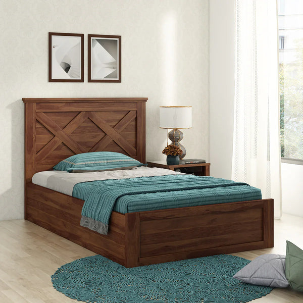Antwerp  Single Bed with Box Storage in Sheesham Colour dimensions