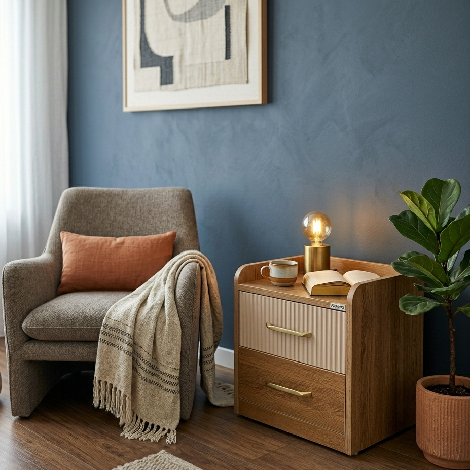 GLORIA BED SIDE TABLE - SEBASTAIN OAK