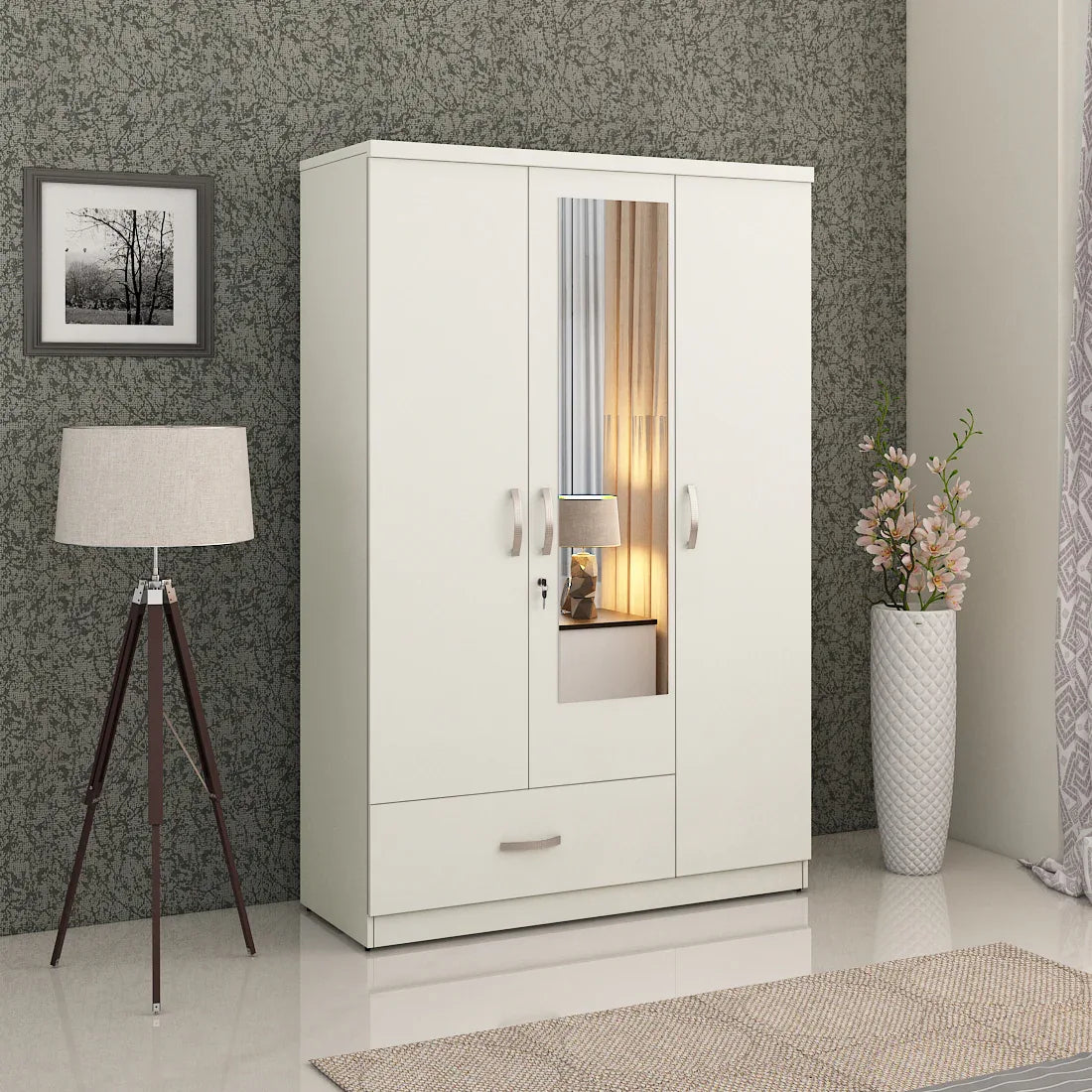 Utsav Three Door Wardrobe with Mirror