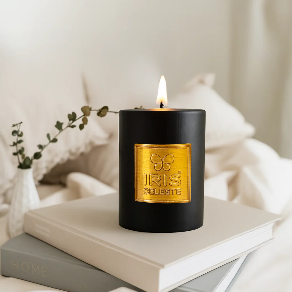 IRIS CELESTE  PILLAR CANDLE  ICAC09012BO