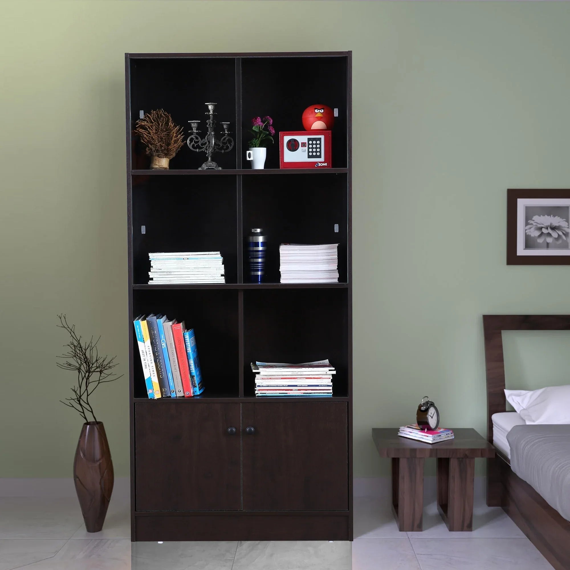 Lara Engineered Wood Large Book Shelf in Wenge Colour - HomeTown