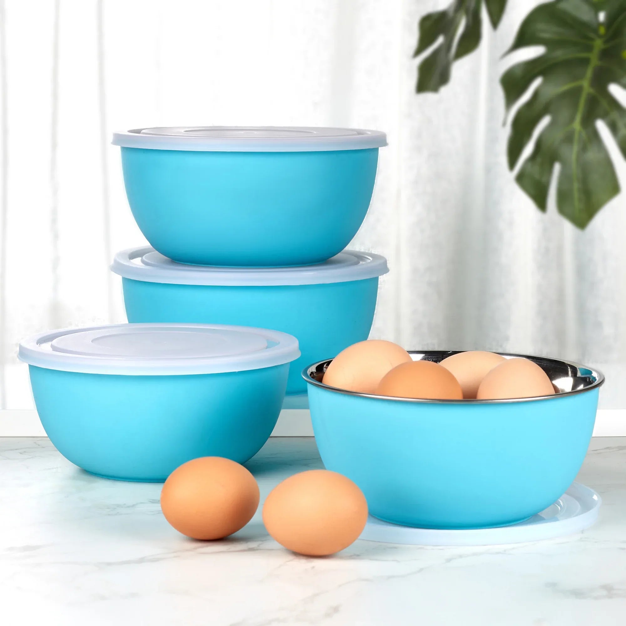 Fiesta Stainless Steel Microsafe Bowl Set of 4 in Teal Colour - HomeTown