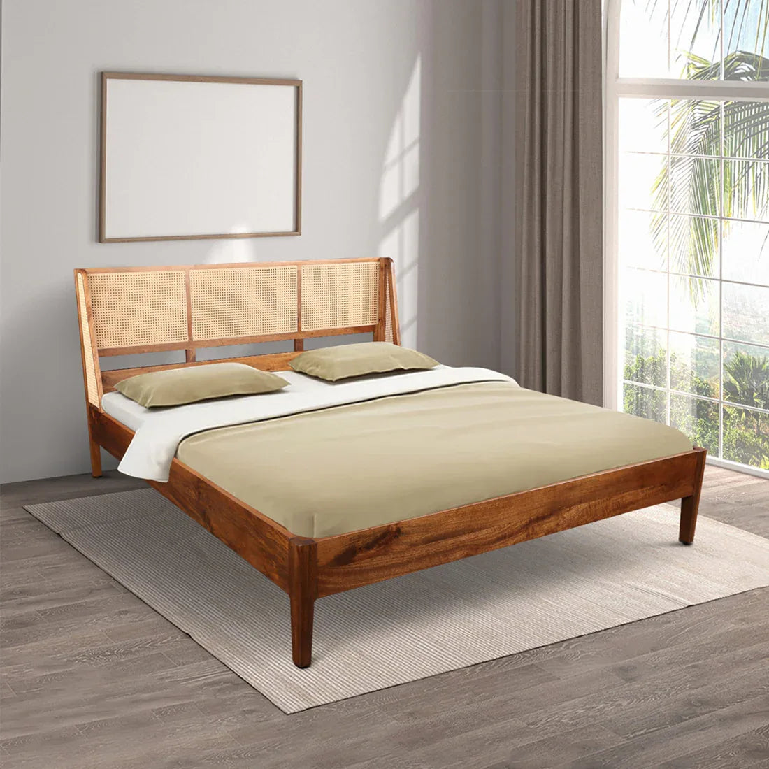 Siam Acacia Wood King Bed in Honey Colour - HomeTown