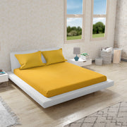 Emilia 100% Cotton Queen Double Bedsheet in Mustard Colour - HomeTown
