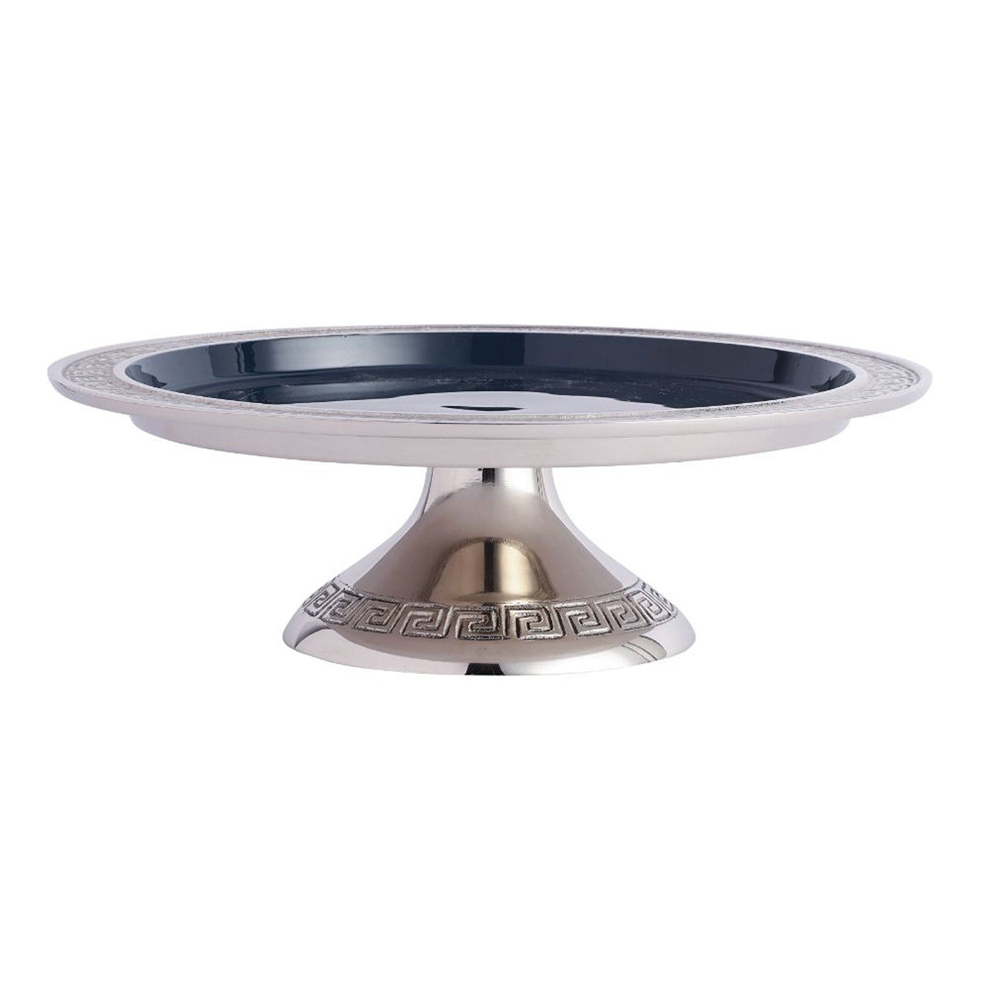 Versace Design Cake Stand  in Blue Enamle & Silver Finish