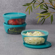 Kitchen Mate Food Storage Round Container 760 Ml With Freezer & Microwave Safe & Bpa Free Set Of 3 in Teal Colour - HomeTown