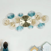 Rhythm Metal And Aluminum Gingko Magna Wall Clock in Seagreen & Gold Colour - HomeTown