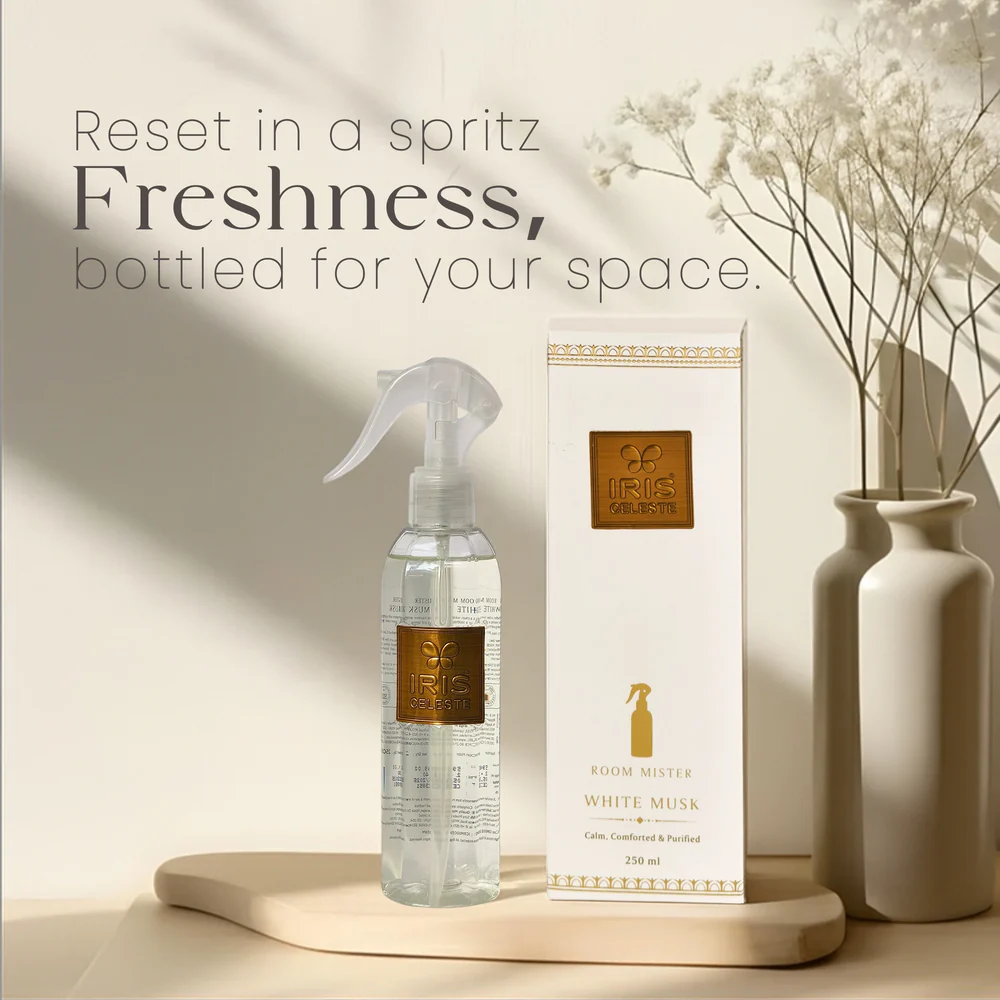 Iris Celeste Room Mist in Warm Musk Colour - Best Home Fragrance Room Mist