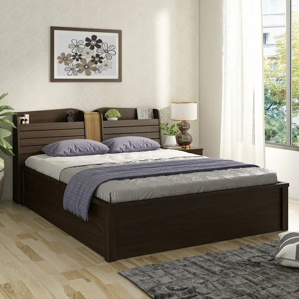 Magnum Engineered Wood King Bed with Hydraulic Storage in Urban Walnut Colour dimensions