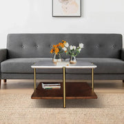 Volakas Metal Center Table in White and Walnut Colour - HomeTown