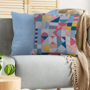 Pop Modern Reversible Bauhaus Digital Cushion Cover 40x40 Cm in Blue Colour - HomeTown