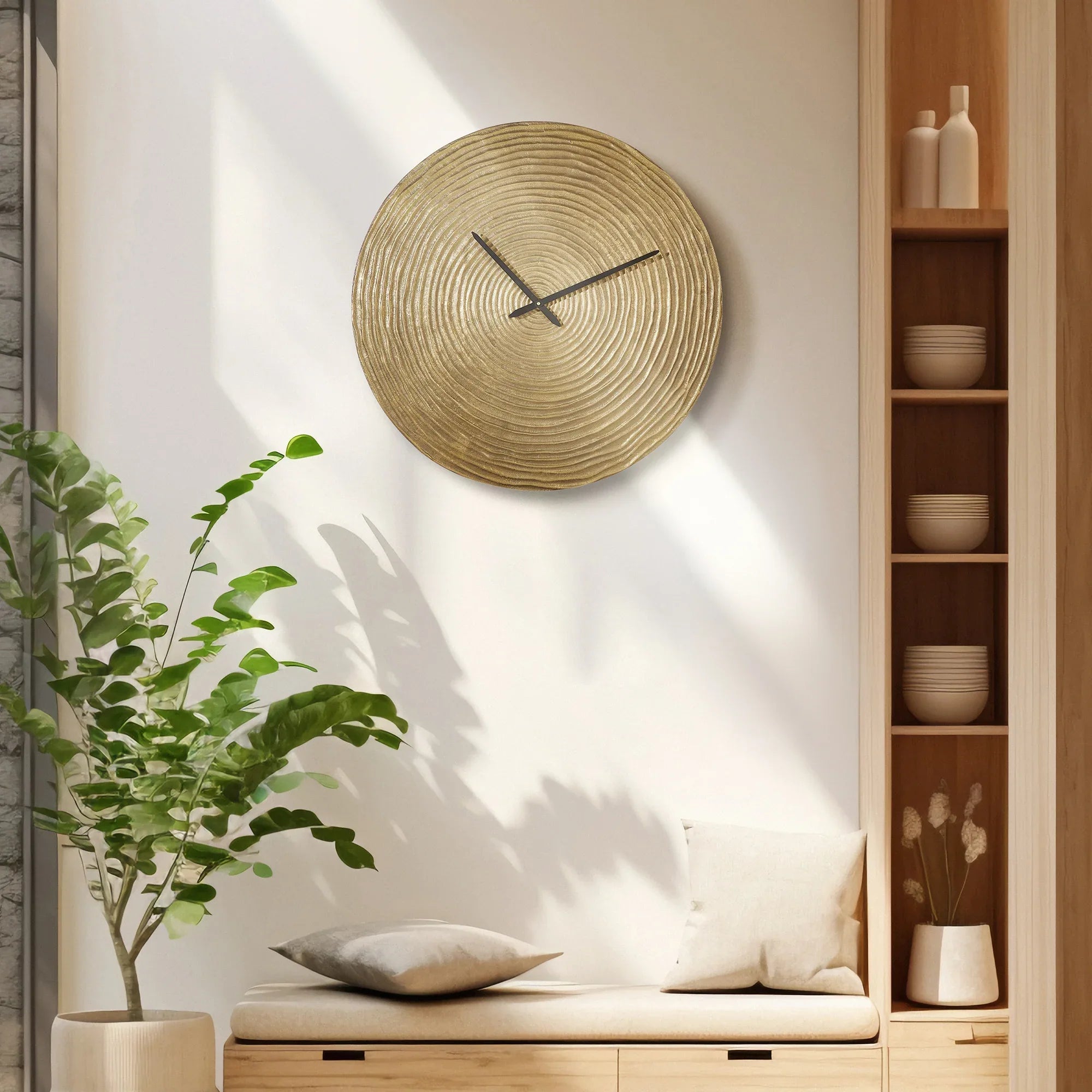 Magna Metal Clocks 58 Cm in Antique Gold Colour - HomeTown