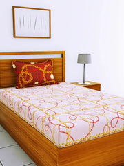 Espeda Cotton Single Bedsheet 152X229 CM in Pink & Gold Colour - HomeTown