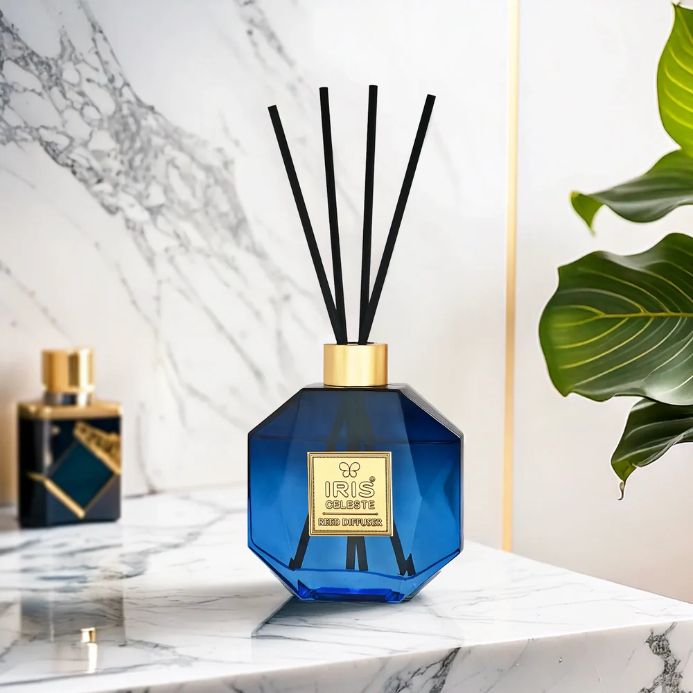 Iris Celeste Glass Octagonal Reed Diffuser Lavender Frost - Best Oil Diffuser