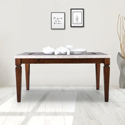 Bliss Marble Top 8 Seater Dining Table with Inlay in Beige Colour - HomeTown
