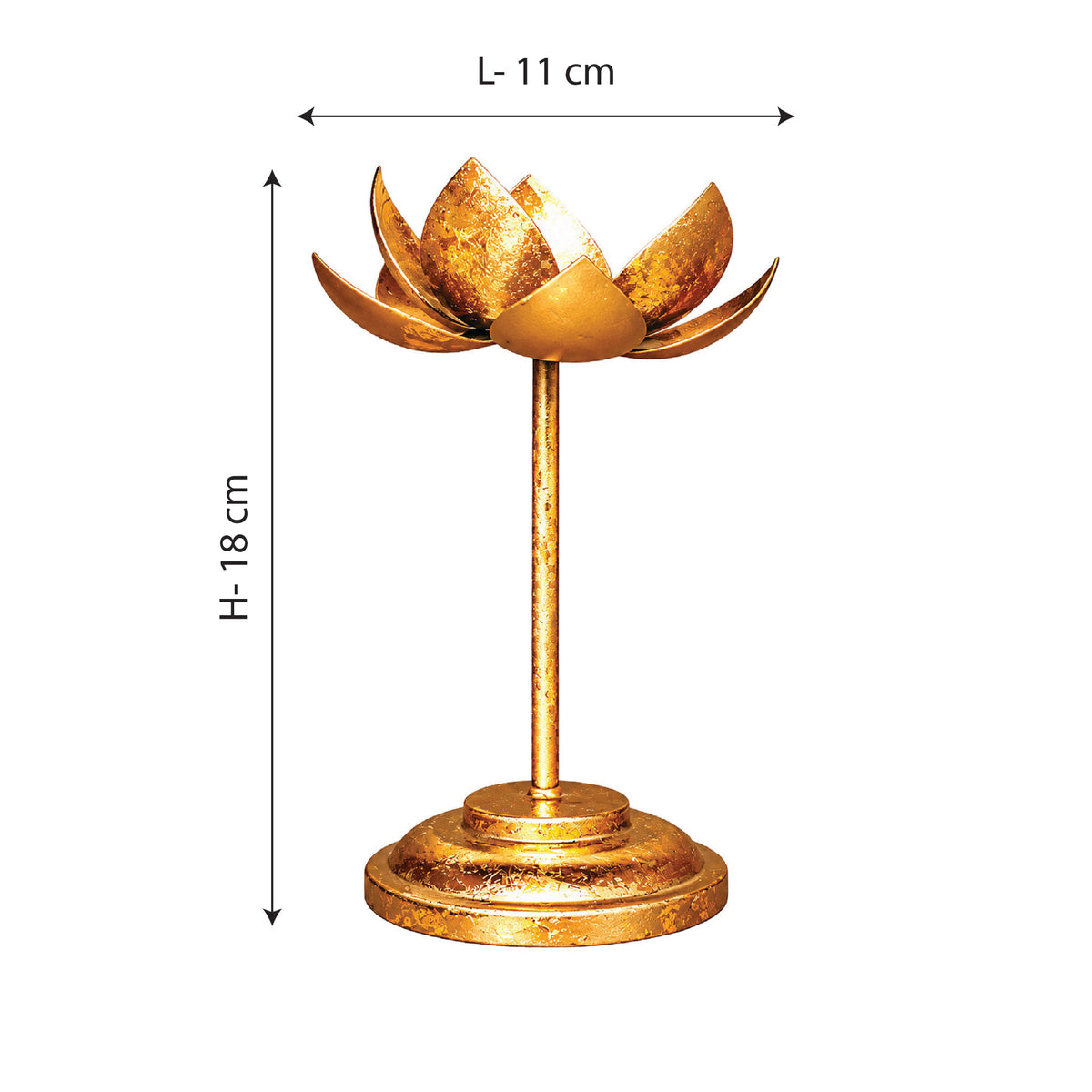 CGI Luxe Utsav Single Lotus Stand B Gold Finish | 11X11X18 cm