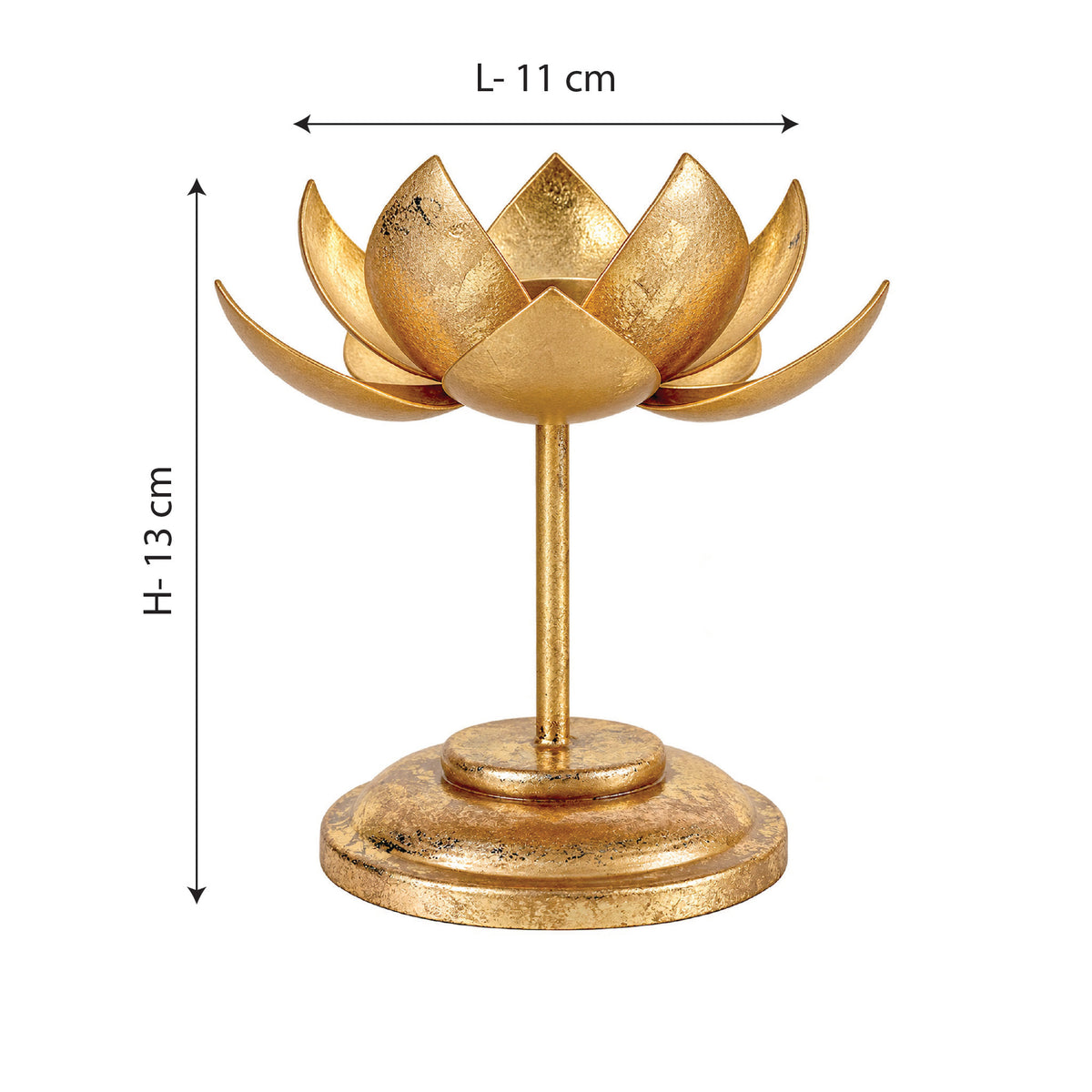 CGI Luxe Utsav Single Lotus Stand S Gold Finish | 11X11X13 cm