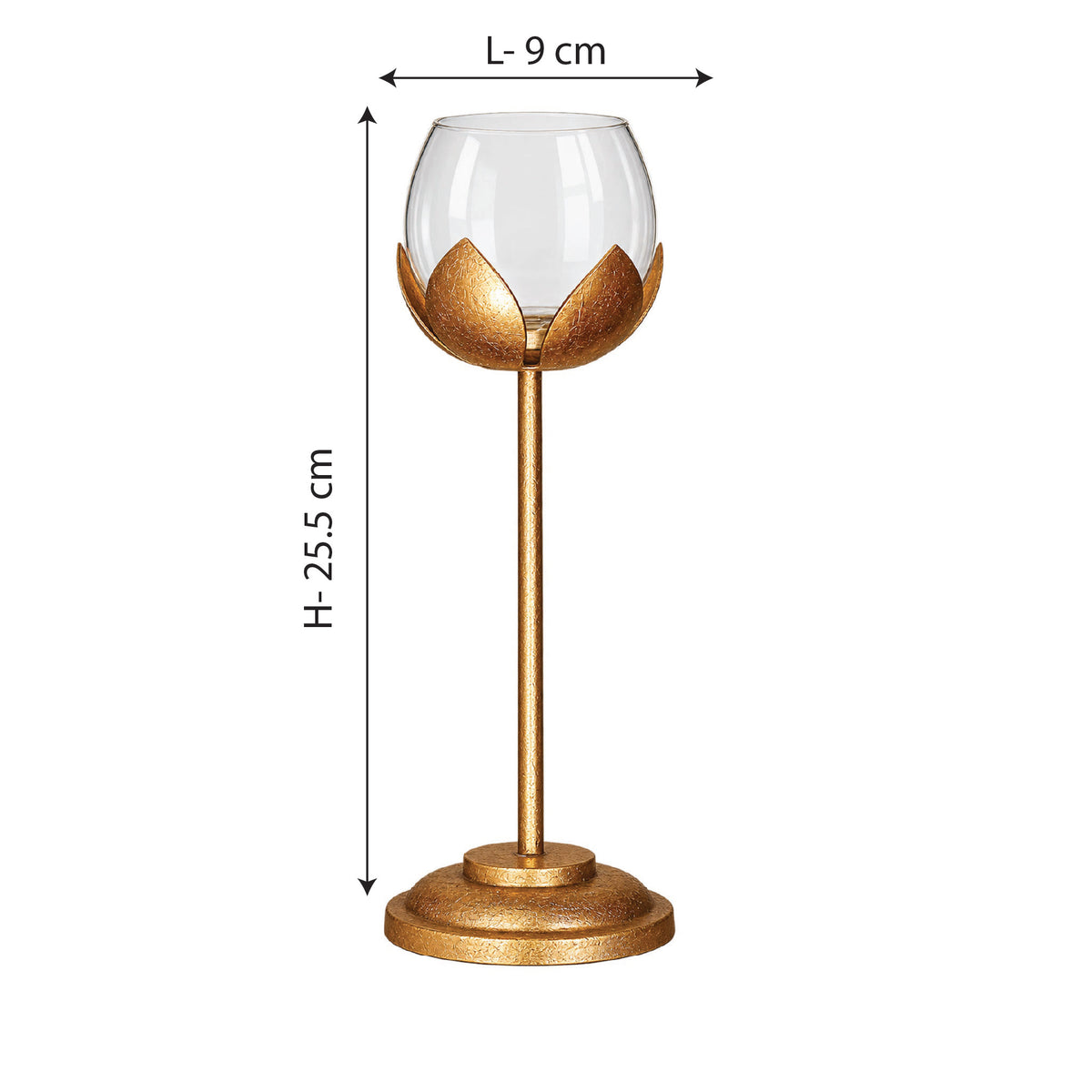 CGI Luxe Utsav Lotus Goblet B Tea Light Gold Finish | 9X9X25.5 cm