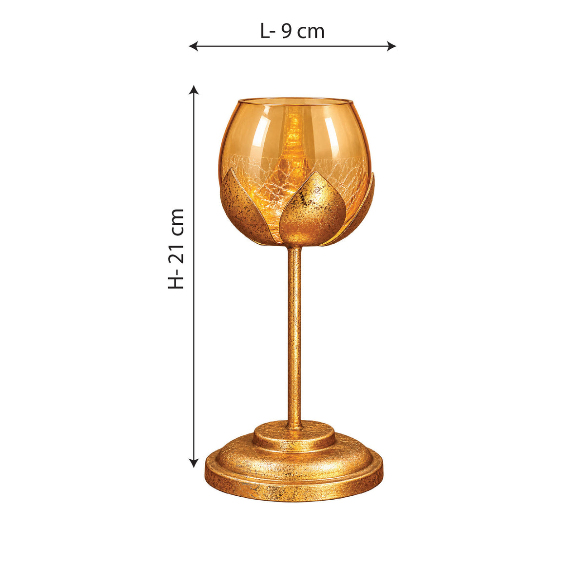 CGI Luxe Utsav Lotus Goblet S Tea Light Gold Finish | 9X9X21 cm