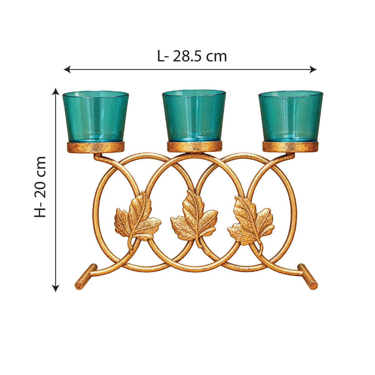 CGI Luxe Utsav Triple Votive Tea Light Gold Finish | 28.5X6.5X20 cm