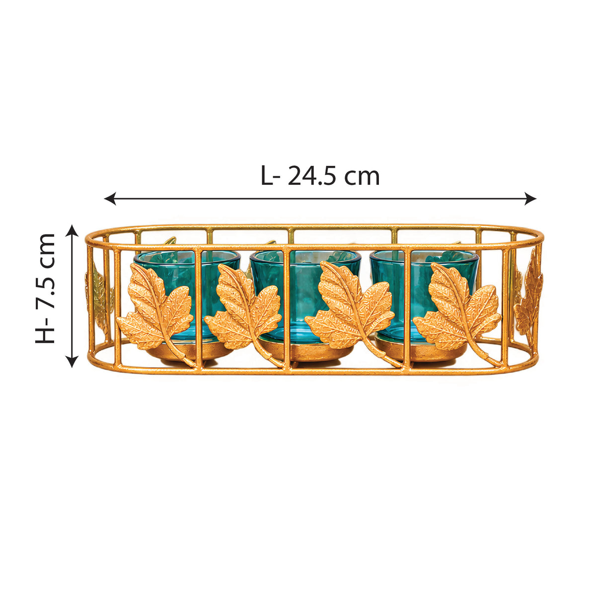 CGI Luxe Utsav Jali Tray Votive Gold Finish | 24.5X9X7.5 cm