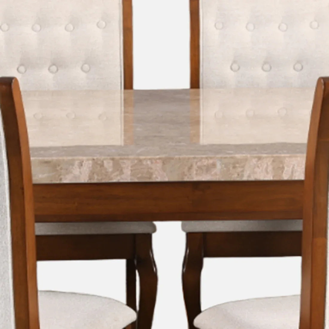 Florentine Marble Finish Six Seater Dining Set in Dark Walnut Colour - HomeTown