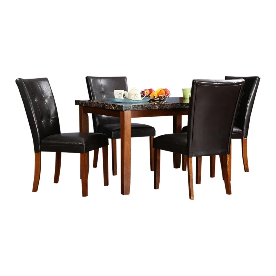 Eden Marble Finish Top 4 Seater Dining Set in Brown Colour - HomeTown