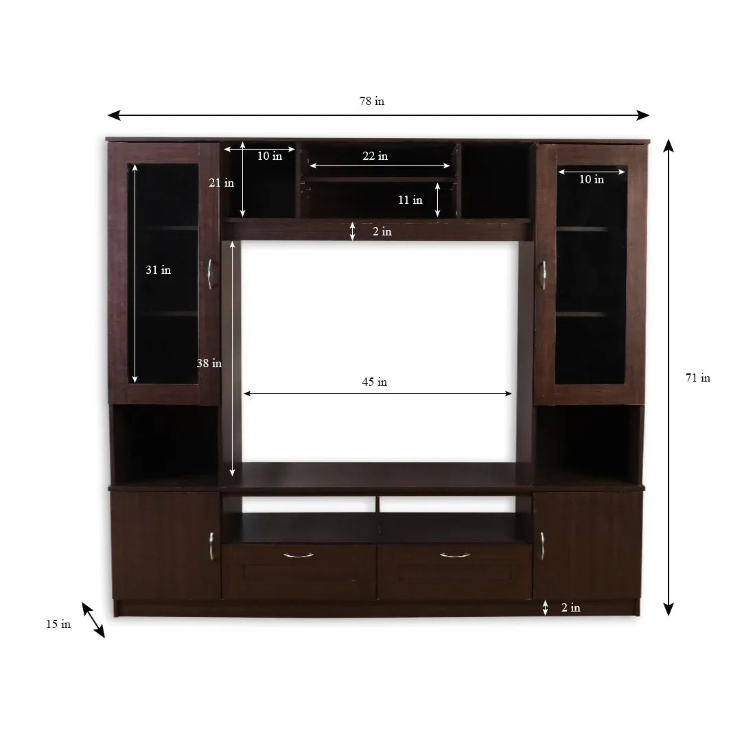 Missouri Engineered Wood Wall Unit in Dark Walnut Colour - HomeTown