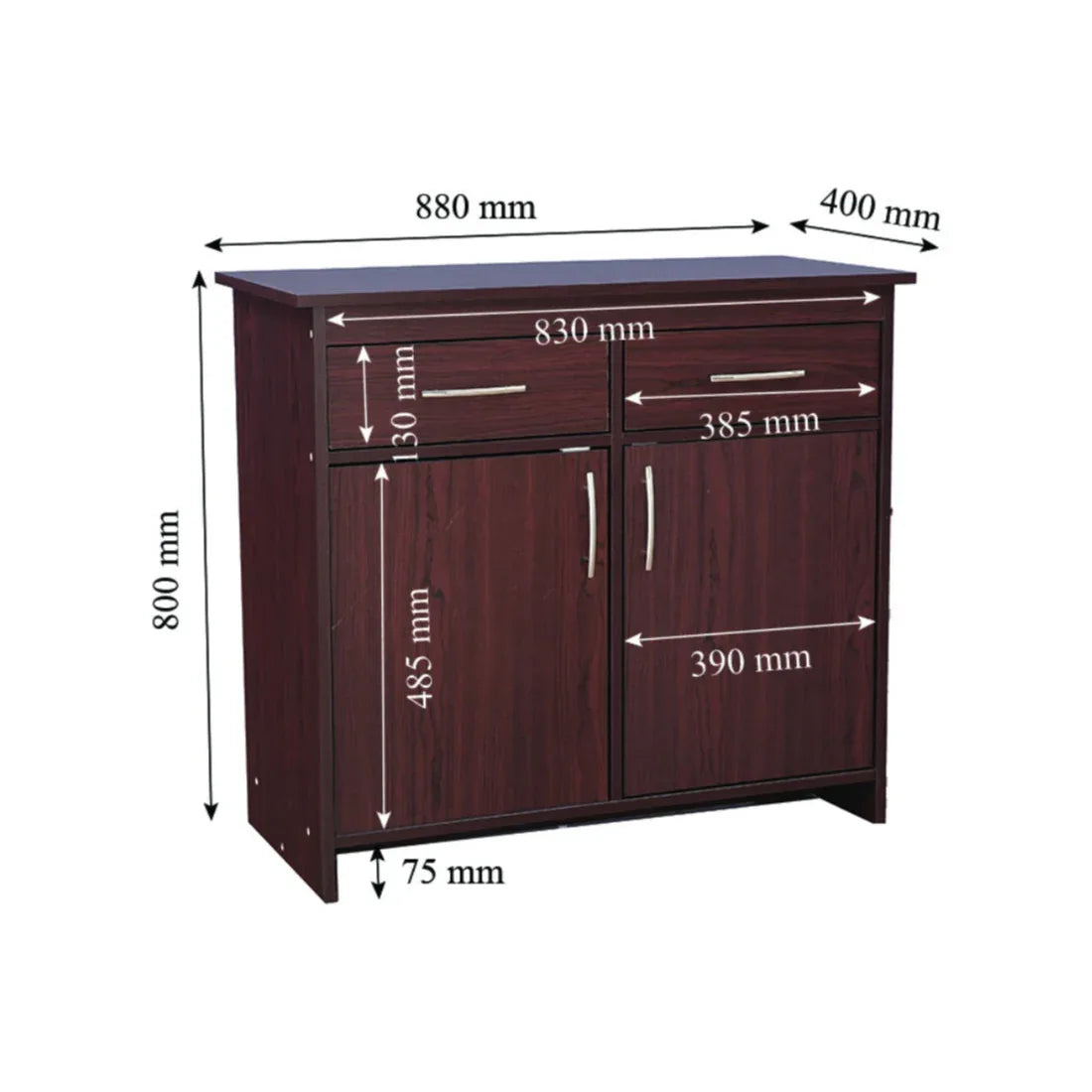 Albert Engineered Wood 2 Door Cabinet in Cherry Brown Colour - HomeTown