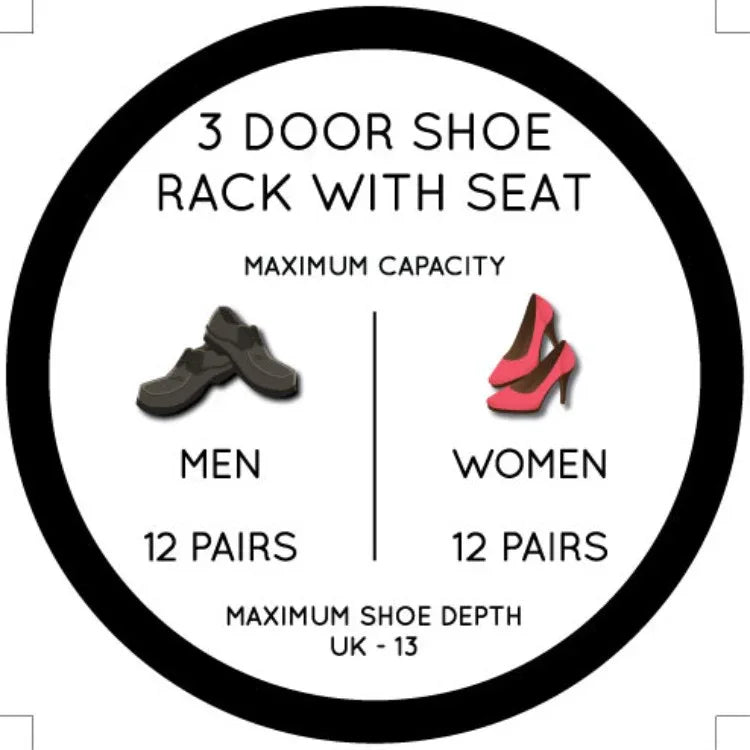 HomeTown Engineered Wood 3 door Shoe Rack with Seat in Wenge Colour - HomeTown