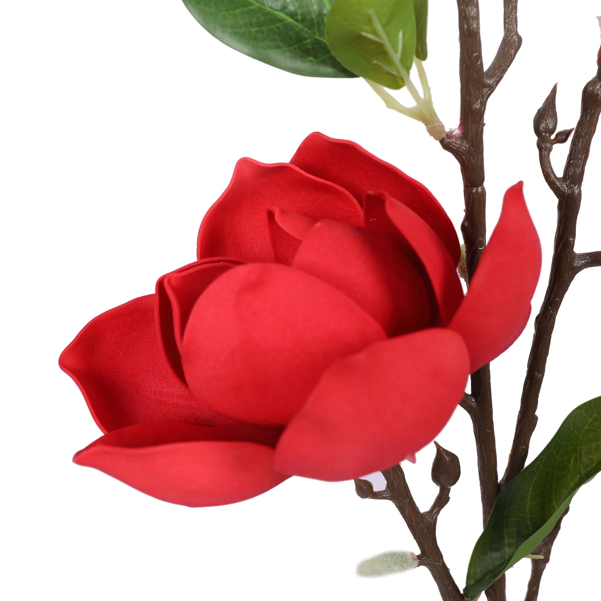 Blume Artificial Flower Magnolia Stem 94cm in Red Colour By Living Essence - HomeTown