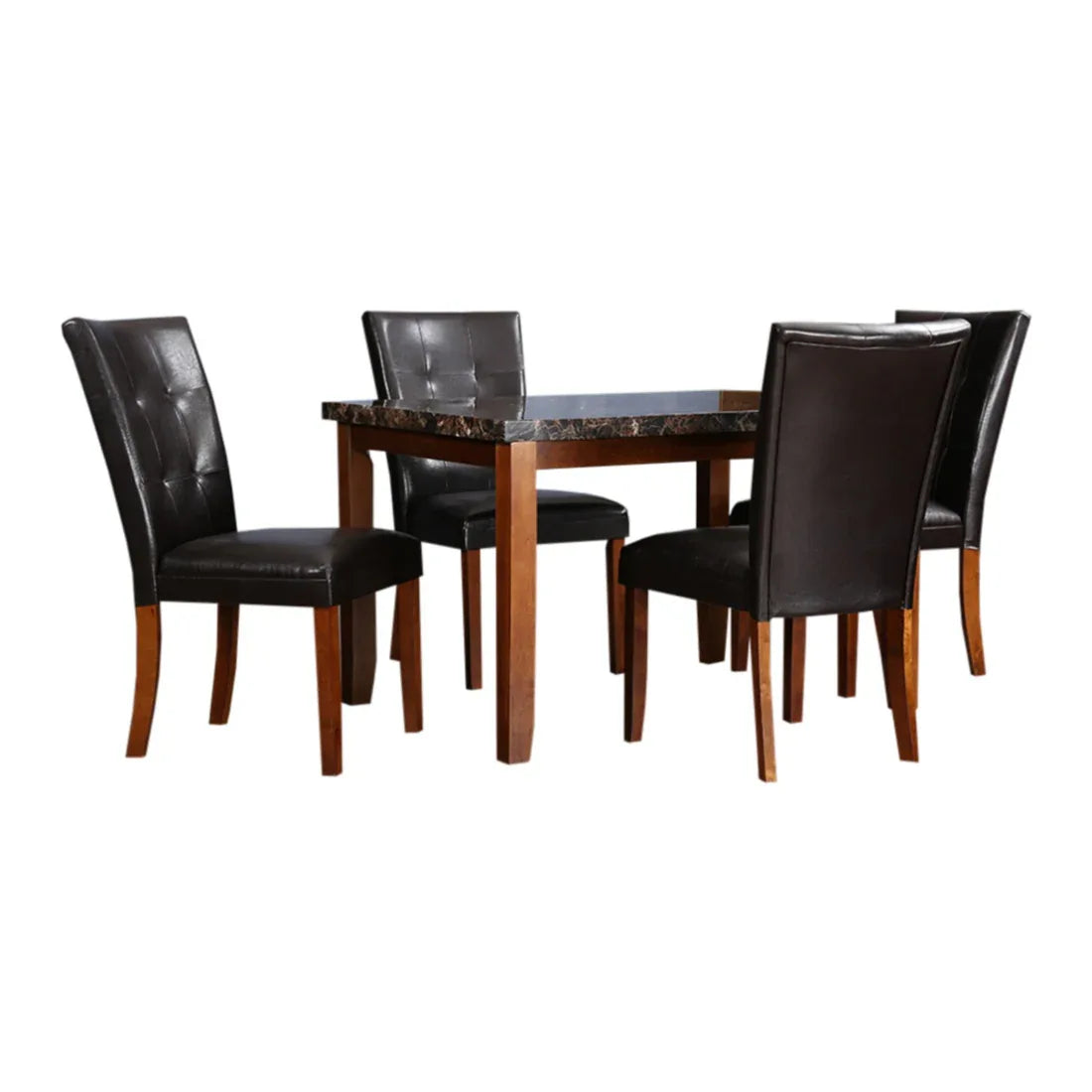 Eden Marble Finish Top 4 Seater Dining Set in Brown Colour - HomeTown