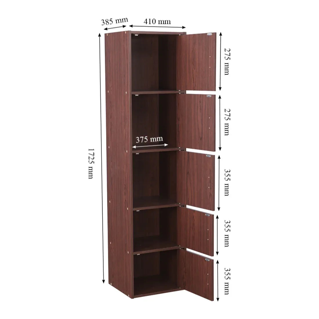 Albert Engineered Wood 5 Tier Cabinet in Cherry Brown Colour - HomeTown