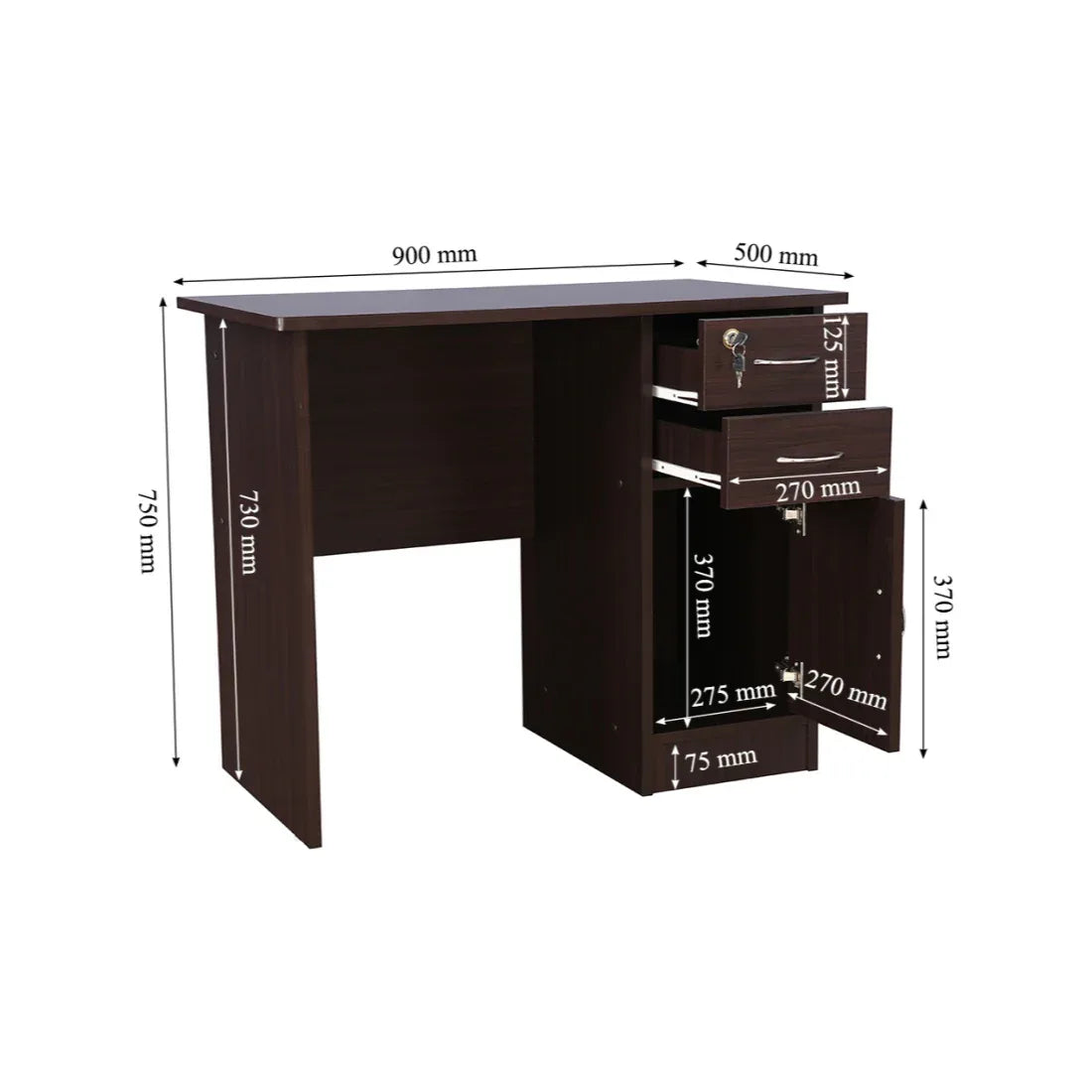 Simply Engineered Wood Study Table with 3 Drawer in Walnut Colour - HomeTown