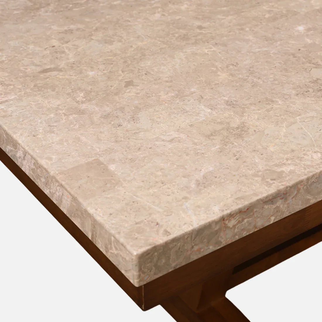 Florentine Marble Finish Six Seater Dining Set in Dark Walnut Colour - HomeTown