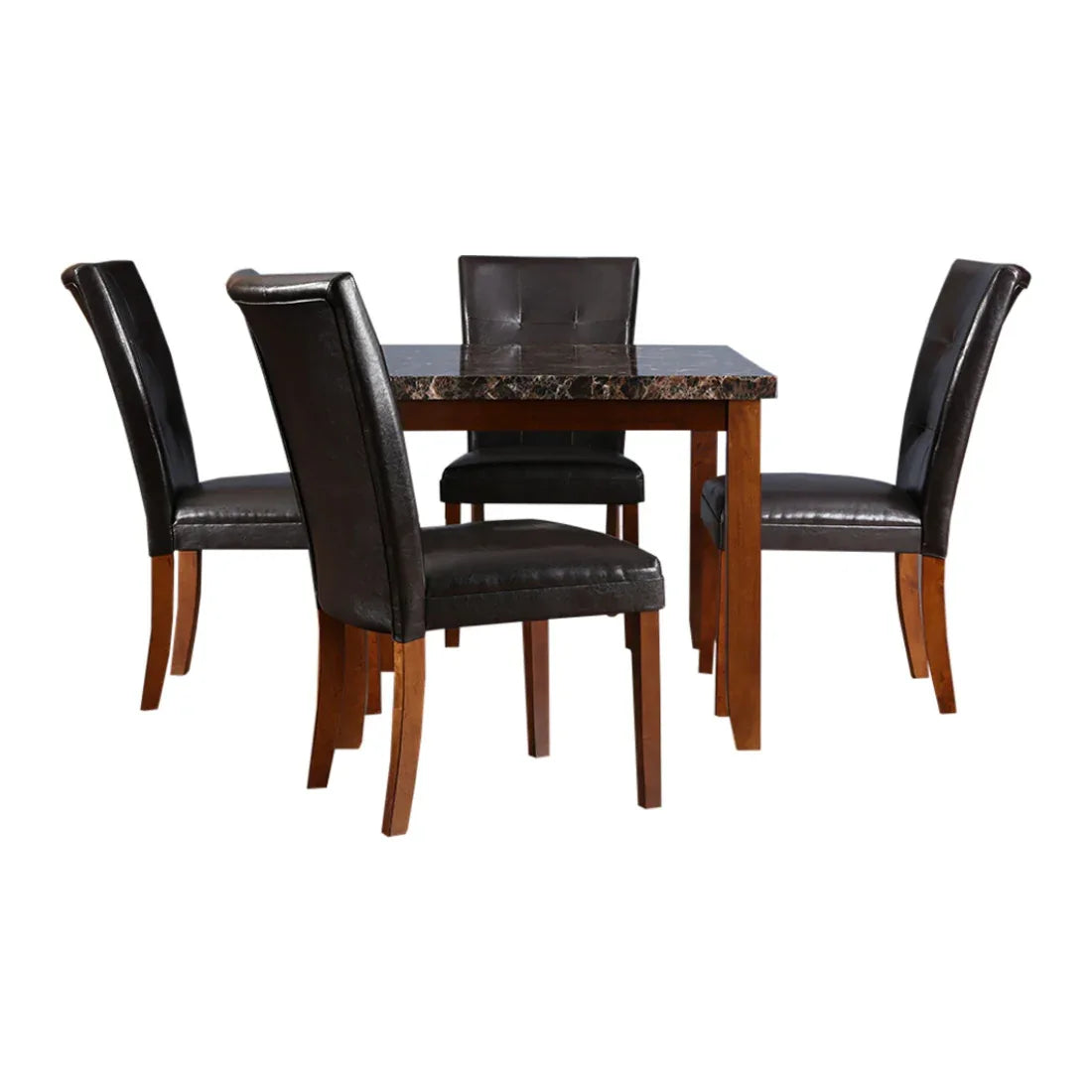Eden Marble Finish Top 4 Seater Dining Set in Brown Colour - HomeTown