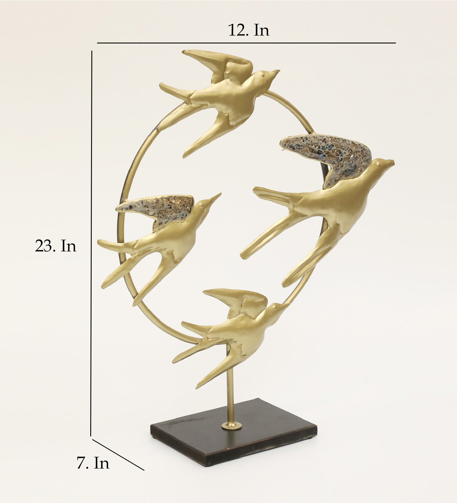 Vedas Shine Flying Bird Metal Table Décor - Elegant Home Decor Showpiece