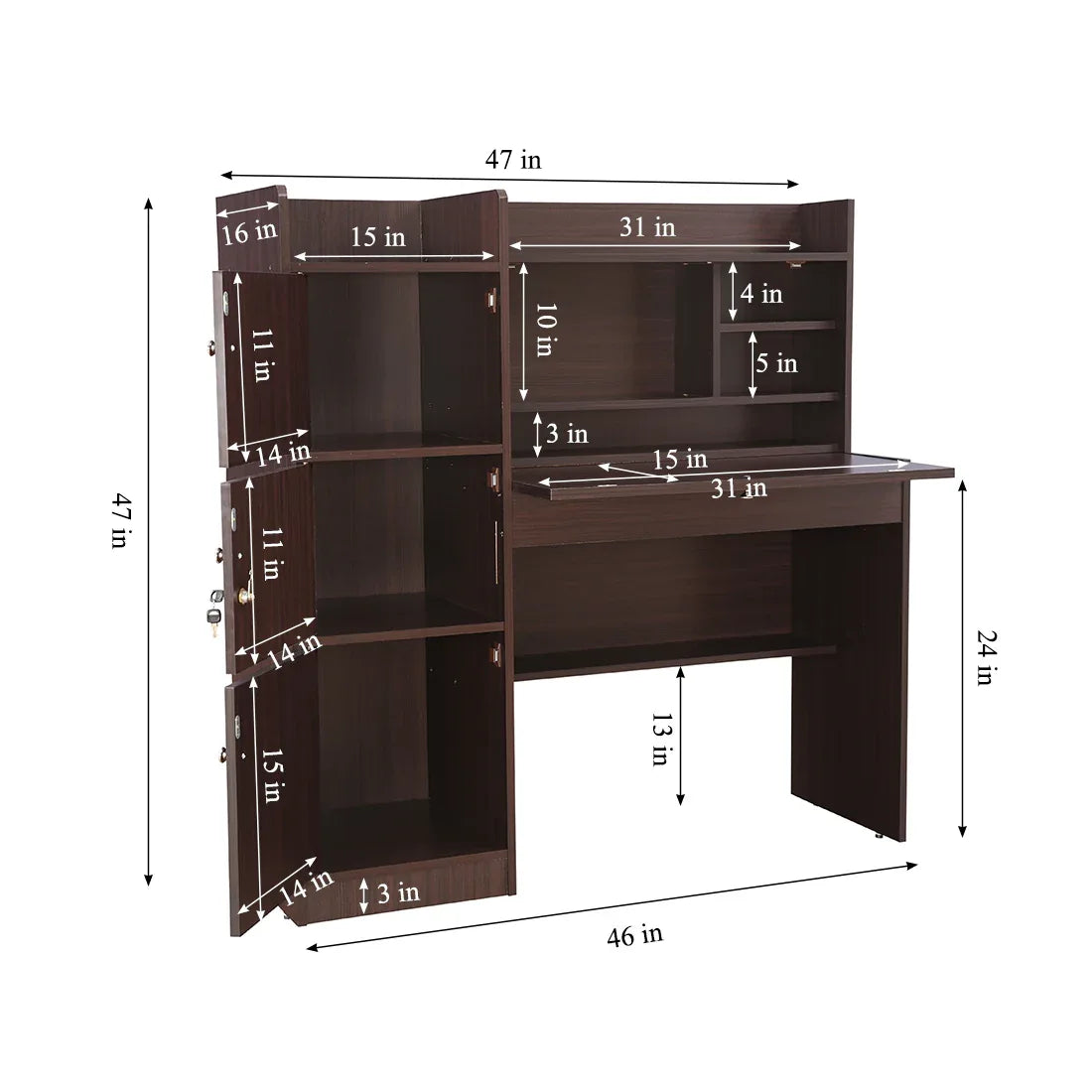 Vento Engineered Wood Study Table in Wenge Colour - HomeTown