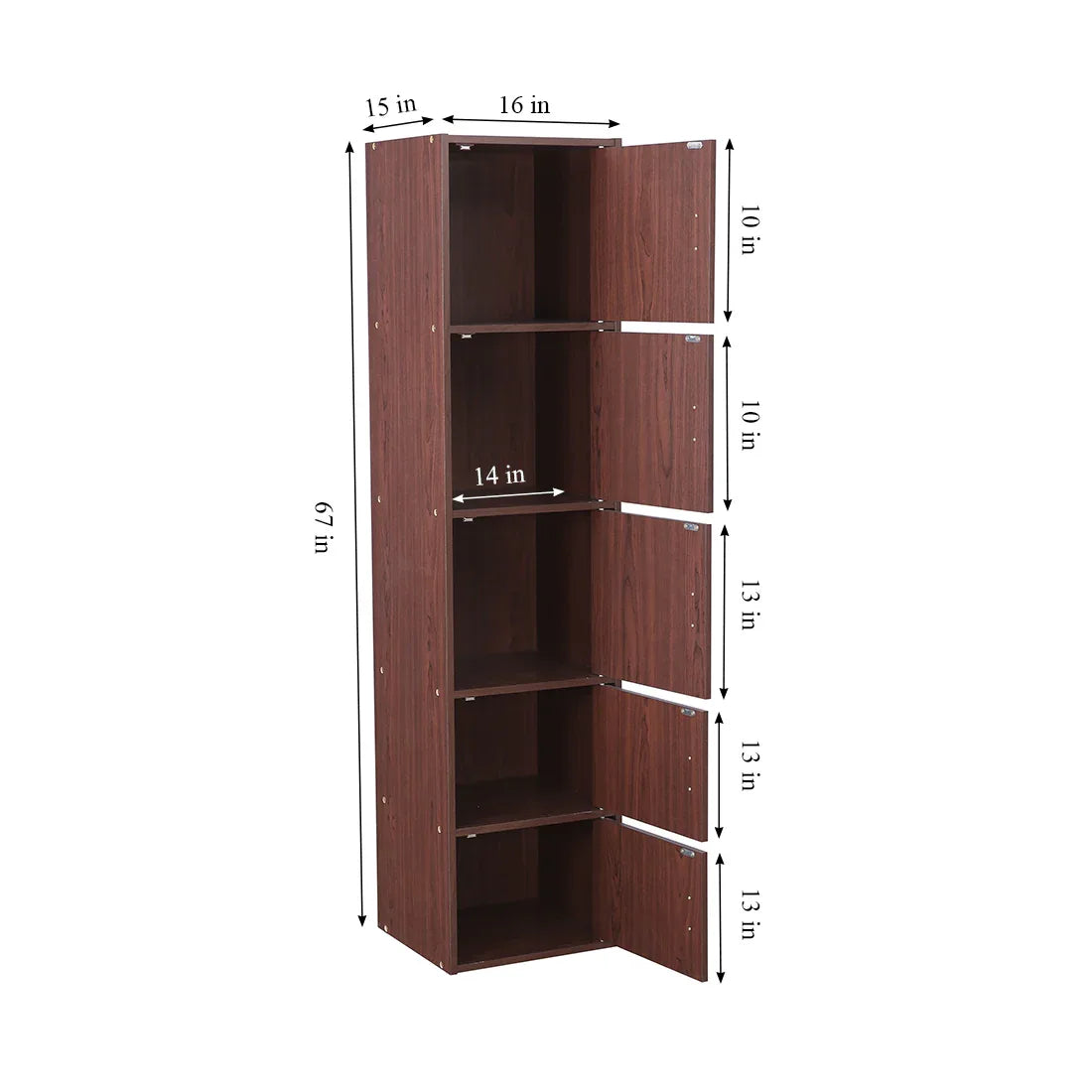 Albert Engineered Wood 5 Tier Cabinet in Cherry Brown Colour - HomeTown