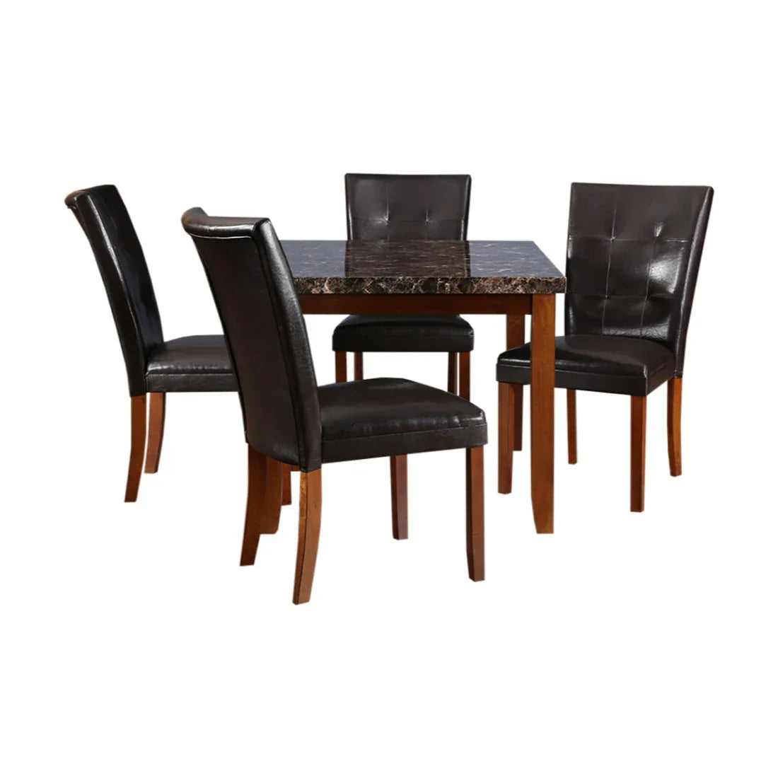 Eden Marble Finish Top 4 Seater Dining Set in Brown Colour - HomeTown