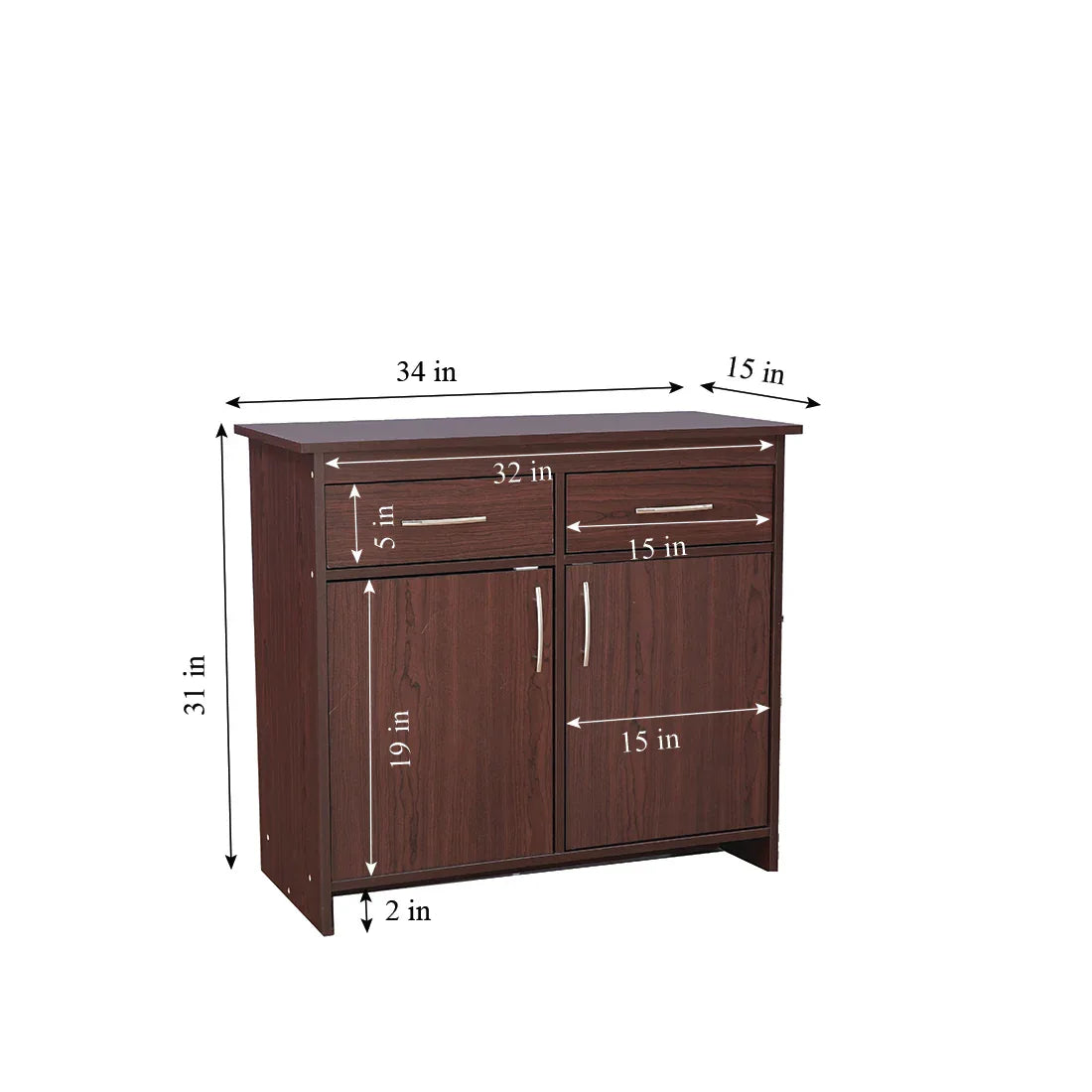 Albert Engineered Wood 2 Door Cabinet in Cherry Brown Colour - HomeTown