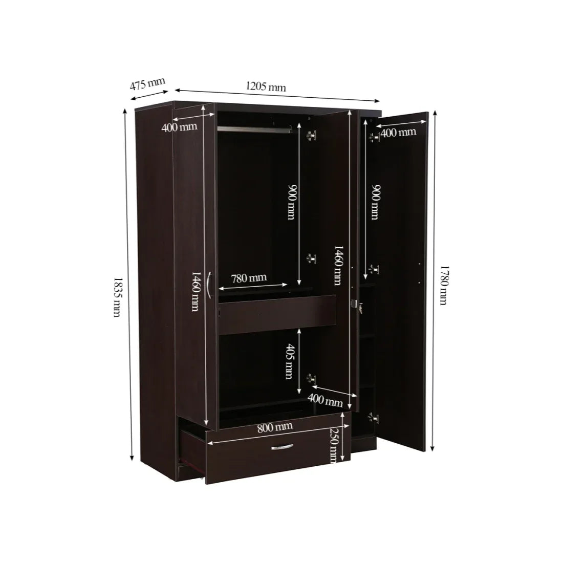 Utsav Three Door Wardrobe with Mirror - HomeTown