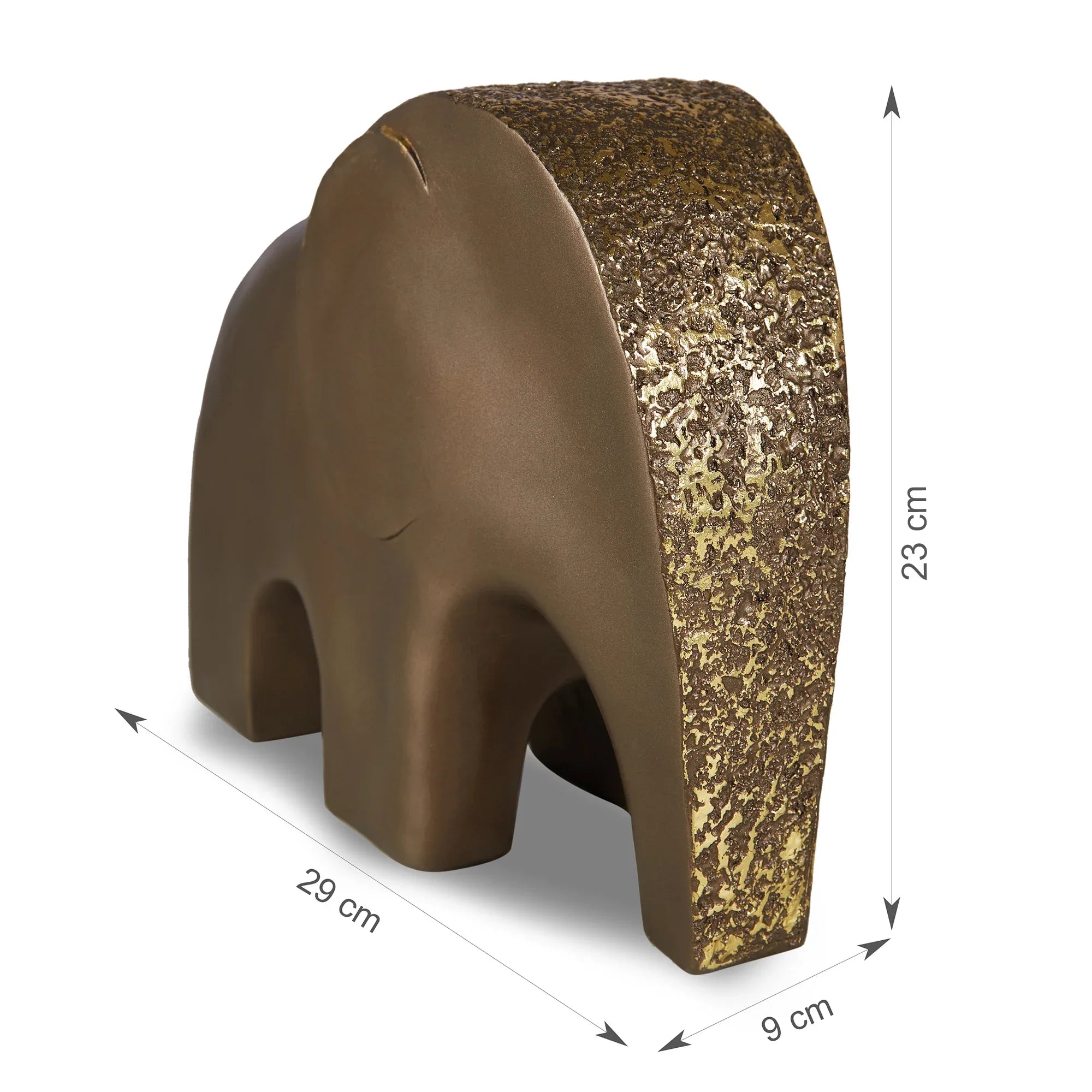 Miraya Contemporary Textured Elephant Polyresin Hand Finished Figurine Bronze 24cm by Living Essence - HomeTown