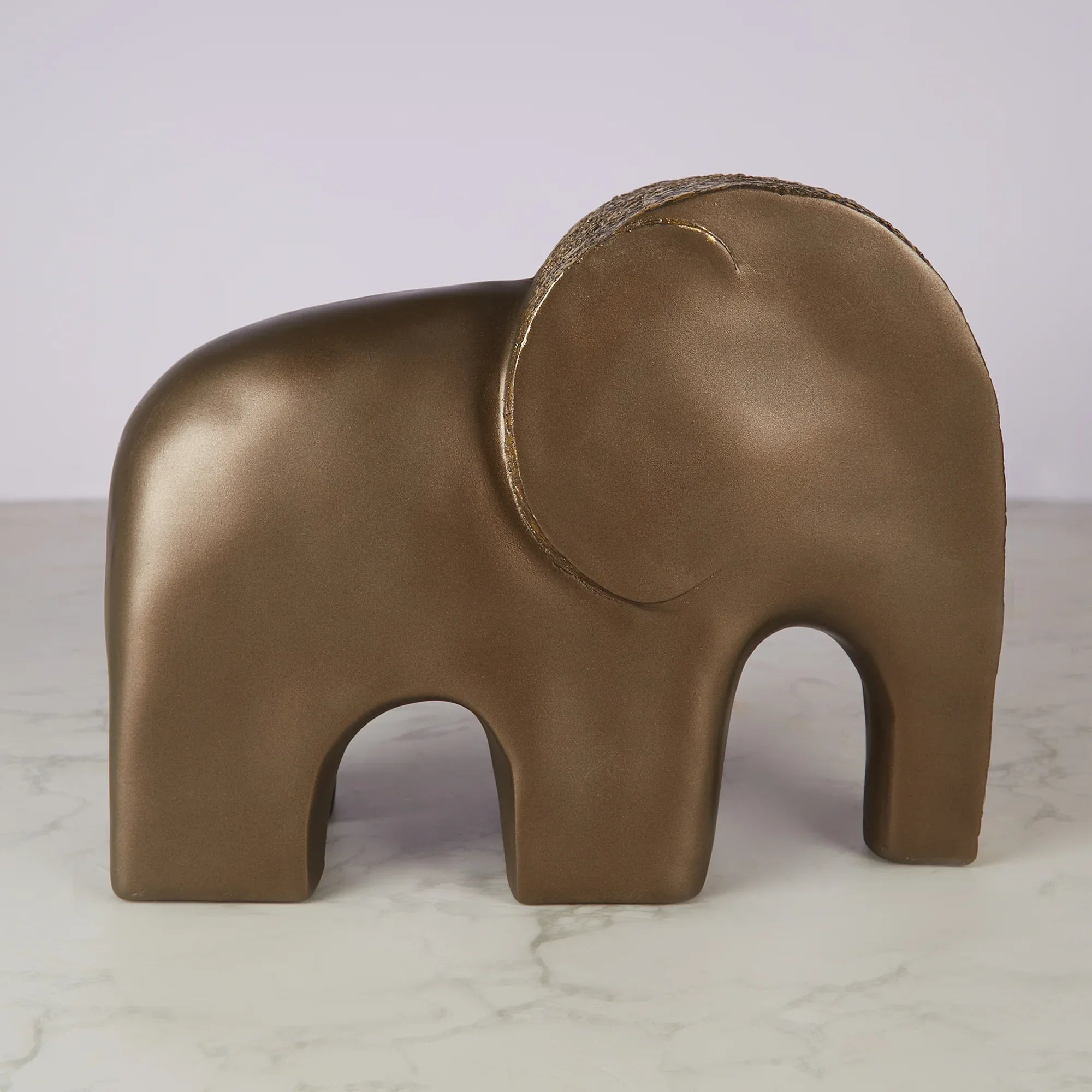 Miraya Contemporary Textured Elephant Polyresin Hand Finished Figurine Bronze 24cm by Living Essence - HomeTown