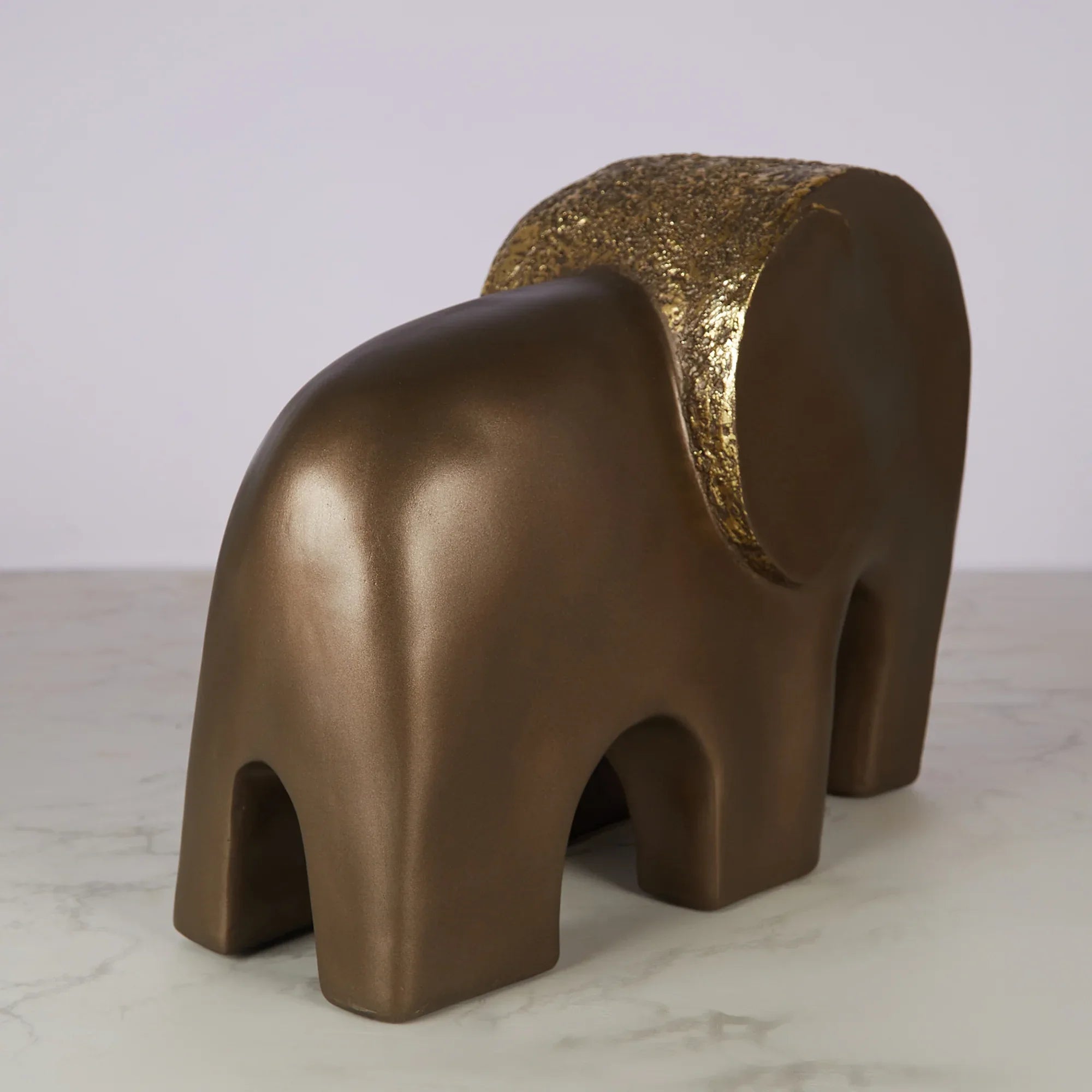 Miraya Contemporary Textured Elephant Polyresin Hand Finished Figurine Bronze 24cm by Living Essence - HomeTown